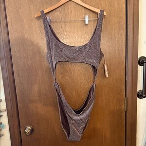 NWT SKIMS Sparkling Brown Metallic One-Piece with Cutout Detail Womens 4X